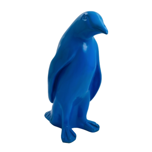 Statue Décorative de Pingouin en Résine - 70cm - Couleur Bleue