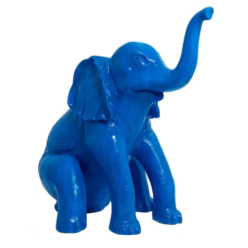 Statue Majestueuse d'Éléphant en Résine - 140cm - Teinte Bleu Élégant