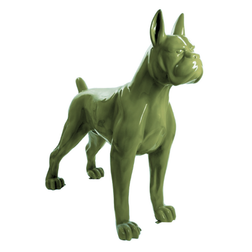 Statue Chien Boxer Animaux Resine - 180cm - Vert Kaki