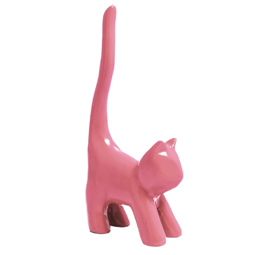 Statue de Chat en Résine - 30 cm - Rose Pâle