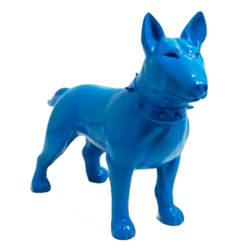 Statue Chien Bull Terrier Animaux Resine - 110cm - Bleu