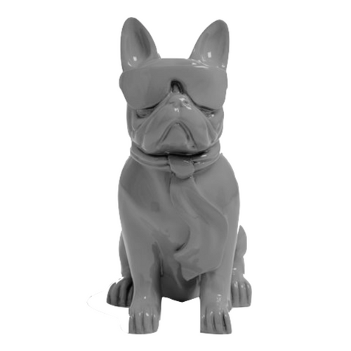 Statue en Résine de Bouledogue Français - 80 cm - Couleur Grise