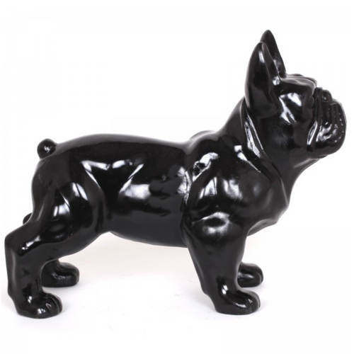 Statue Résine Bouledogue Français - 45cm - Noir Élégant