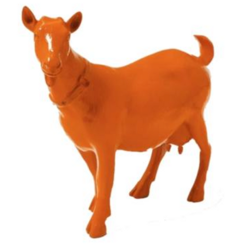 Statue de Chèvre en Résine - 60cm - Couleur Orange - Art Animalier Exotique