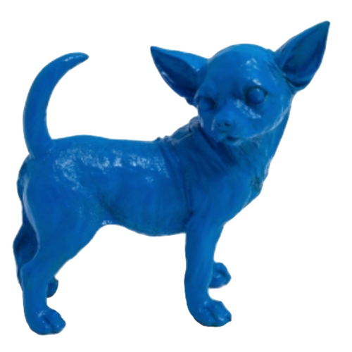 Statue Chien Chihuahua Animaux Resine - 30cm - Bleu