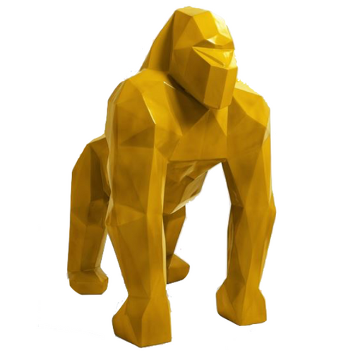 Statue de Gorille en Résine Origami - 140cm - Couleur Jaune