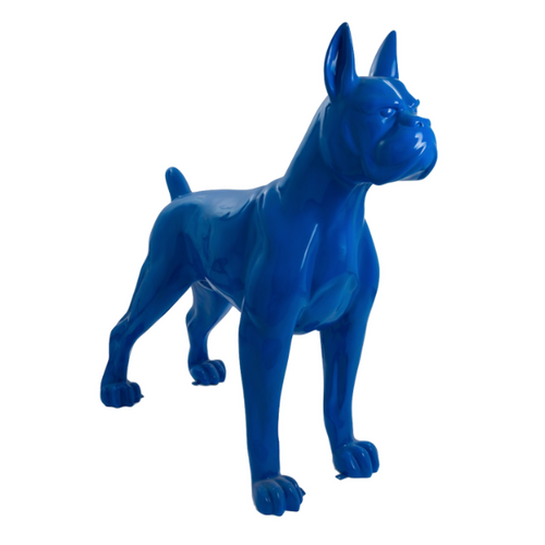 Statue de Chien Boxer en Résine - 110 cm - Couleur Bleu Nuit