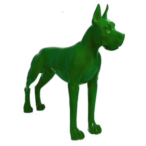 Statue Résine Chien Dogue Allemand - 120 cm - Vert Majestueux