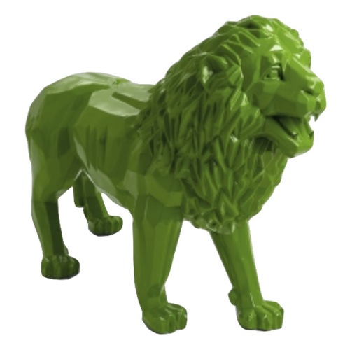 Statue Lion Animaux Resine Origami - 100cm - Vert Pomme