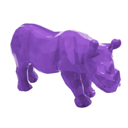 Statue Rhinoceros Origami Animaux Resine - 100cm - Violet