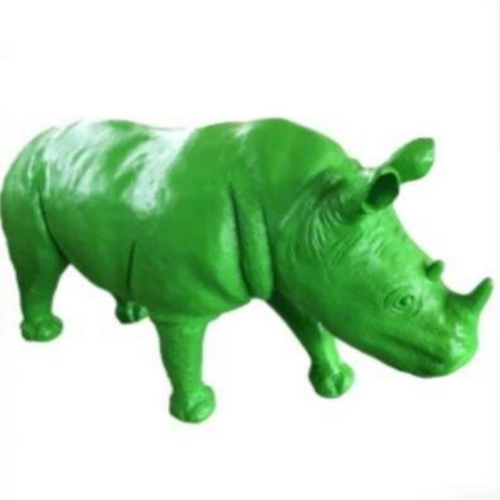 Statue Rhinoceros Animaux Resine - 140cm - Vert Pomme