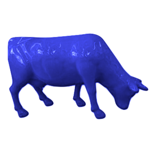 Statue Vache Tête Basse Animaux Resine - 225cm - Bleu Nuit