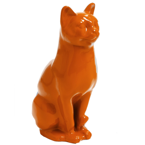 Statue Chat Animaux Resine - 40cm - Orange