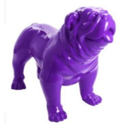 Statue Artistique Chien Bouledogue Anglais en Résine - 60cm - Couleur Violet