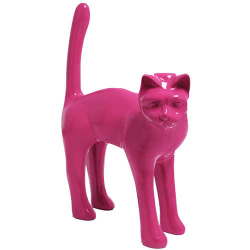 Statue de Chat en Résine - 105 cm - Couleur Fuchsia