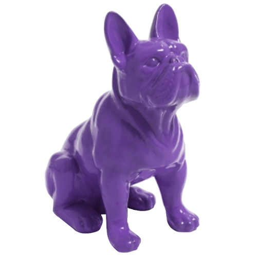 Statue Résine Bouledogue Français - Élégance 30cm - Coloris Violet