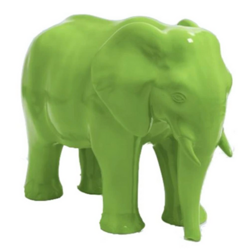 Statue Élégante d'Éléphant en Résine - 30cm - Vert Pomme