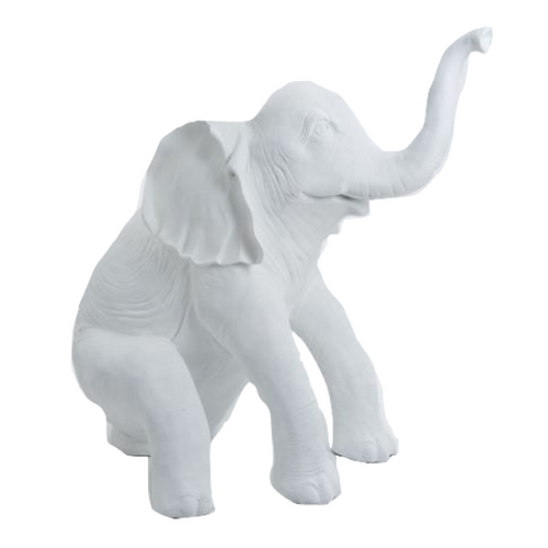 Statue Élégante d'Éléphant en Résine - 140 cm - Couleur Blanche