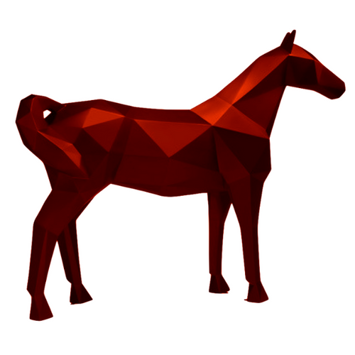 Statue Cheval Origami Animaux Resine - 210cm - Rouge