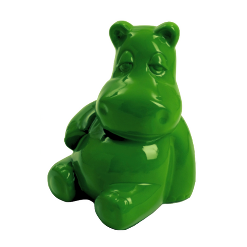 Statue d'Hippopotame en Résine - 15 cm - Coloris Vert Exotique