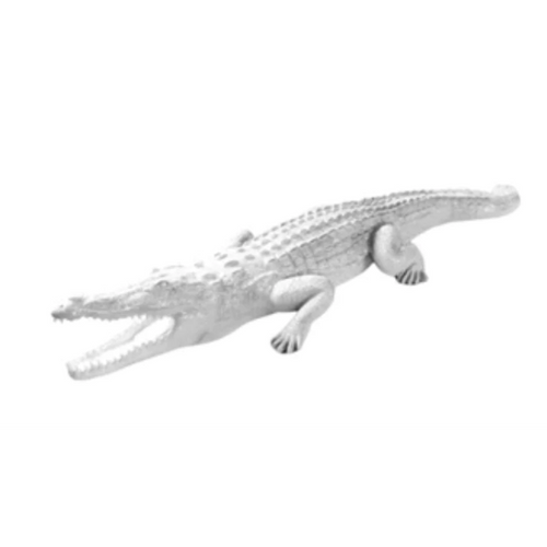 Statue Décorative de Crocodile en Résine - 320 cm - Couleur Blanche