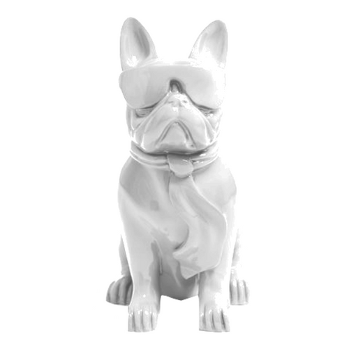 Statue Chien Bouledogue Francais Animaux Resine - 80cm - Blanc