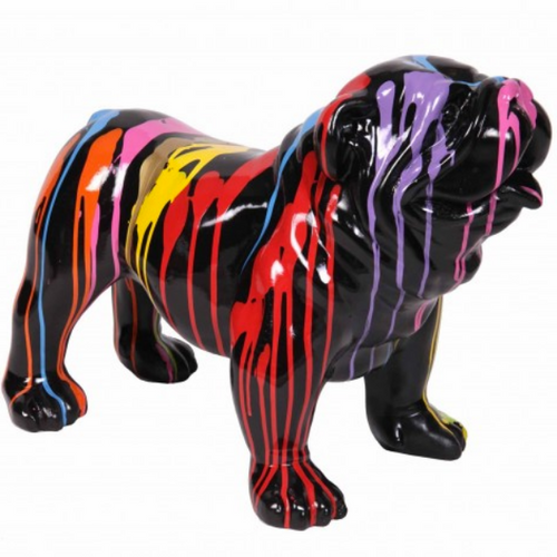 Statue Résine Bouledogue Anglais - 90cm - Design Multicolore Noir