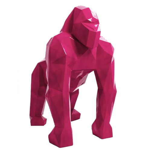 Statue de Gorille en Résine Origami - 140 cm - Couleur Fuchsia