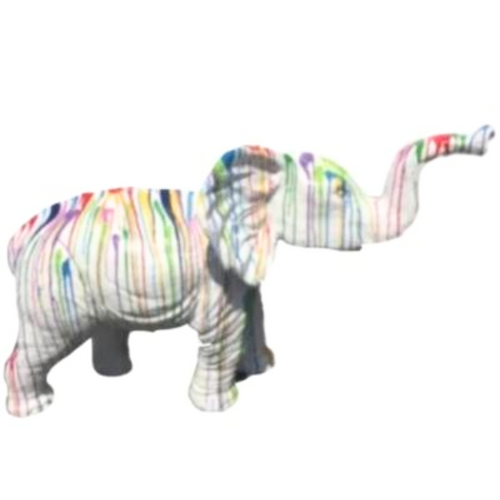 Statue Elephant Animaux Resine - 185cm - Multi Coulure Blanc