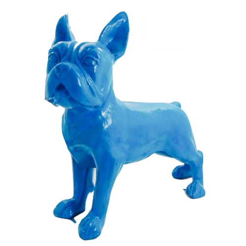 Statue Chien Bouledogue Francais Animaux Resine - 180cm - Bleu Ciel