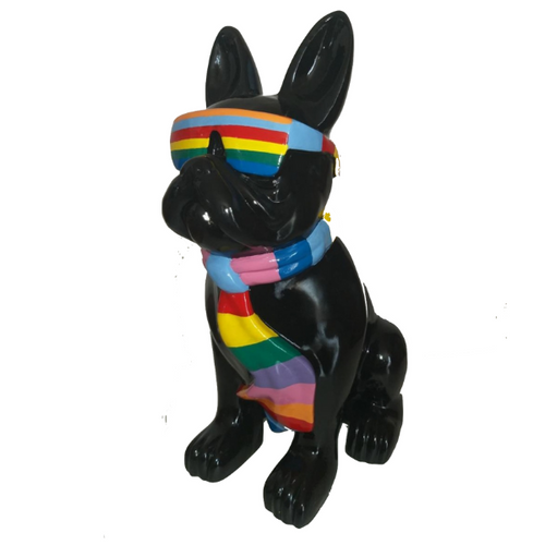 Statue Chien Bouledogue Francais Animaux Resine - 35cm - Berlingot Noir