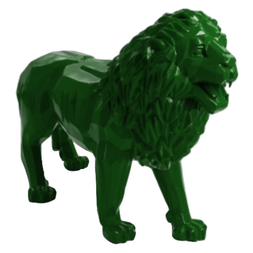 Statue Lion Animaux Resine Origami - 100cm - Vert