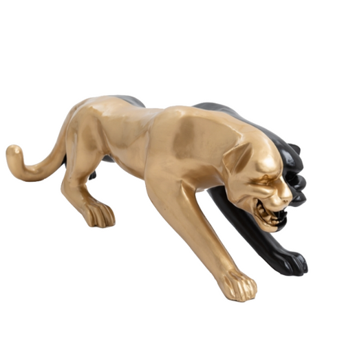 Statue Panthere Animaux Resine - 110cm - Mix Noir Doré