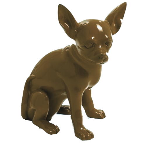 Statue Chien Chihuahua Animaux Resine - 40cm - Marron