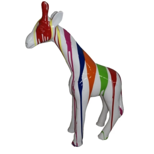 Statue Girafe Animaux Resine - 110cm - Multi Coulure Blanc