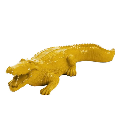 Statue Crocodile Animaux Resine - 40cm - Jaune