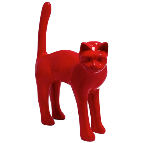 Statue en Résine de Chat Élégante - 105cm - Couleur Rouge