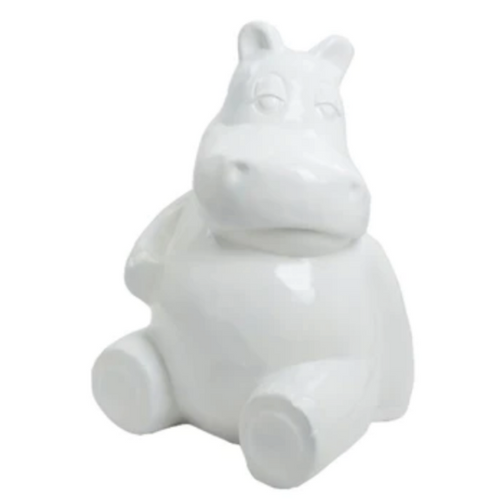 Statue d'Hippopotame en Résine - 100 cm - Éclat Blanc