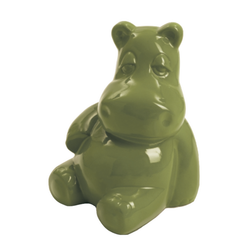 Statue d'Hippopotame en Résine - 25 cm - Couleur Kaki