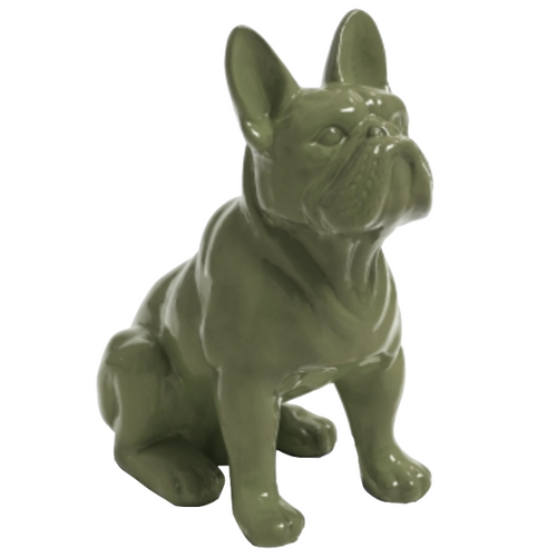 Statue en Résine de Bouledogue Français - 30cm - Couleur Kaki