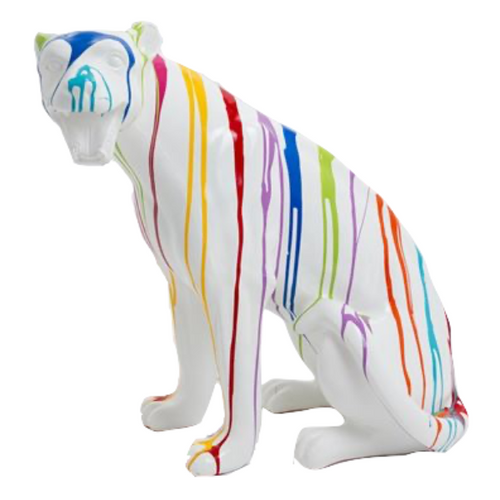 Statue Majestueuse de Panthère en Résine - 75cm - Finition Multicouleur Blanc