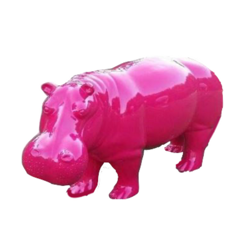 Statue Hippopotame Animaux Resine - 180cm - Rose Fushia