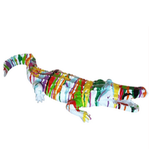 Statue Crocodile Animaux Resine - 70cm - Multi Coulure Blanc