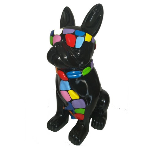 Statue Chien Bouledogue Francais Animaux Resine - 35cm - Dragibus Noir