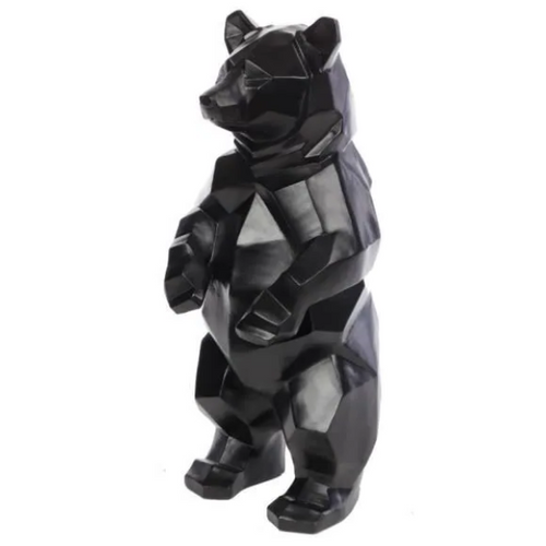 Statue Ours en Résine Origami - 40 cm - Noir Élégant