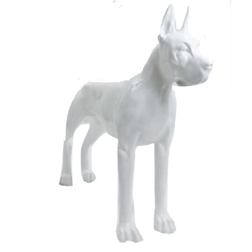 Statue de Résine Chien Dogue Allemand - 120cm - Finition Blanche