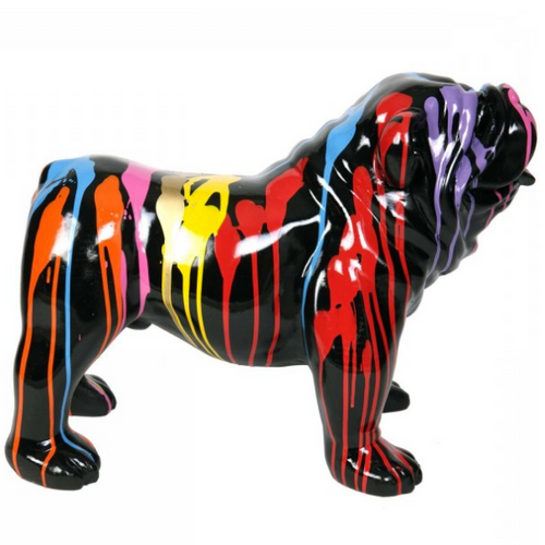 Statue Résine Bouledogue Anglais - 90cm - Design Multicolore Noir