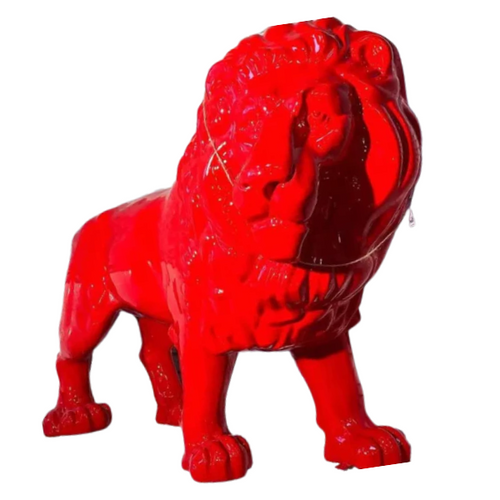 Statue Lion Animaux Resine - 190cm - Rouge