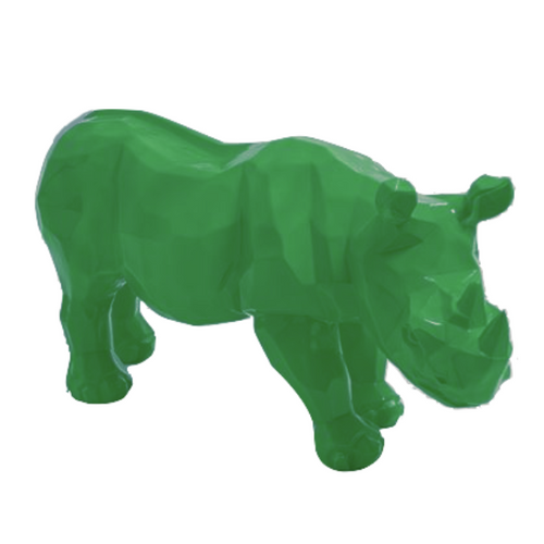 Statue Rhinoceros Origami Animaux Resine - 100cm - Vert