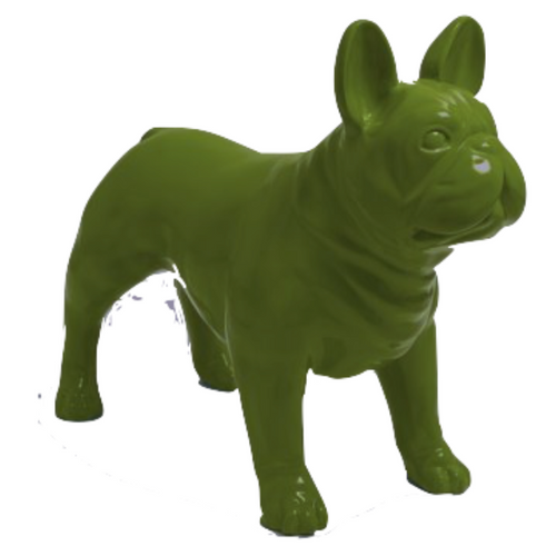 Statue Résine Chien Bouledogue Français - 90cm - Couleur Kaki